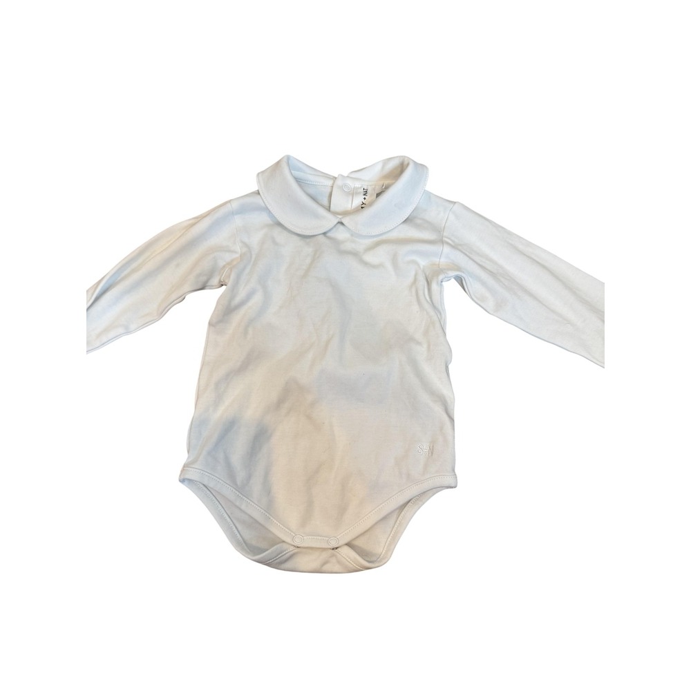 Sammy + Nat Romper Baby Girls 9-12 Months White Peter Pan Long‎ Sleeve Bodysuit